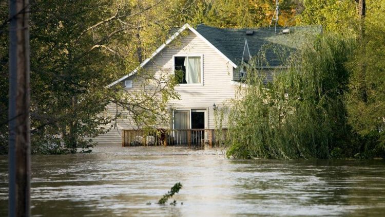 Flood water entering a house in Canada