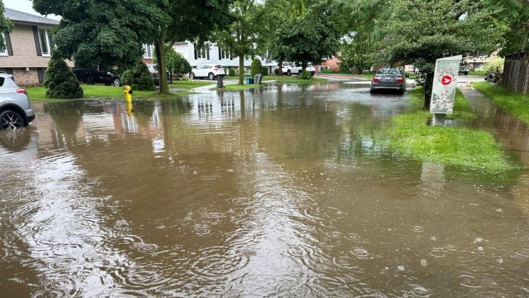 Water logging on the streets of Canada